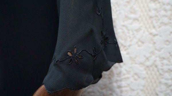 画像11: 無地 黒 レトロワンピース ノーカラー[52134]