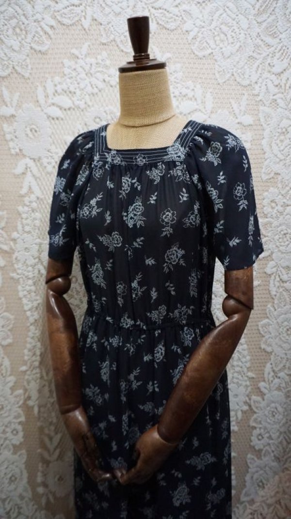 画像5: 花柄 レトロワンピース レトロカラー[52155]