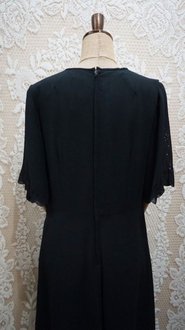 画像8: 無地 黒 レトロワンピース ノーカラー[52134]