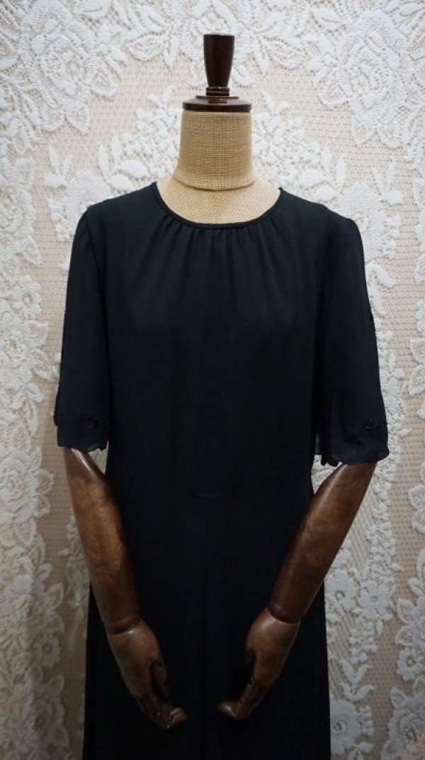 画像6: 無地 黒 レトロワンピース ノーカラー[52134]