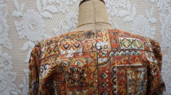 画像9: エスニック柄 レトロワンピース コットン ノーカラー[52160]