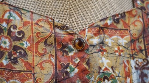 他の写真1: エスニック柄 レトロワンピース コットン ノーカラー[52160]