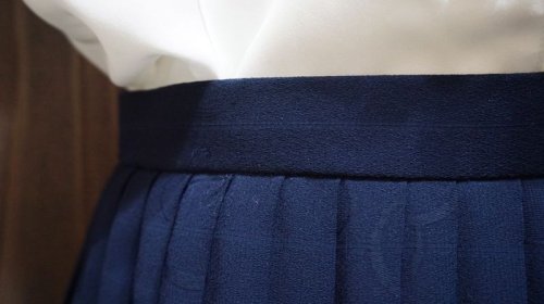 他の写真1: 無地 ネイビー スカート アコーディオンプリーツ /wフリー [41440]