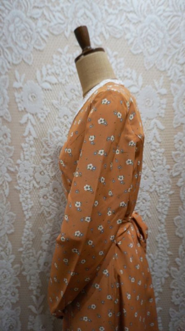 画像8: 花柄 長袖 レトロワンピース レースカラー [55919]