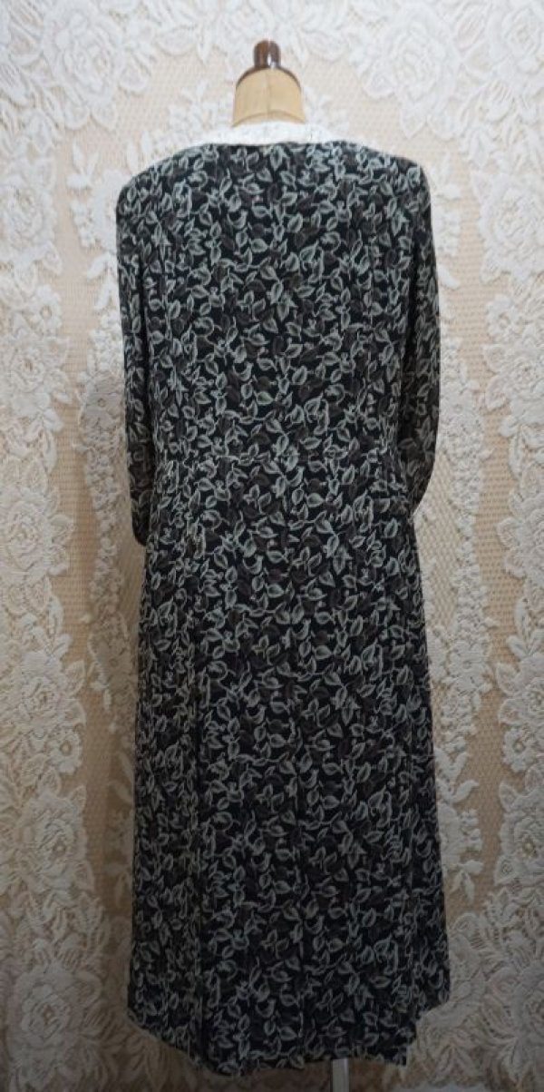 画像4: 花柄 長袖 レトロワンピース レースカラー [55941]