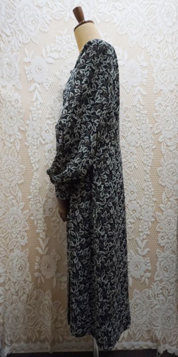 画像3: 花柄 長袖 レトロワンピース レースカラー [55941]