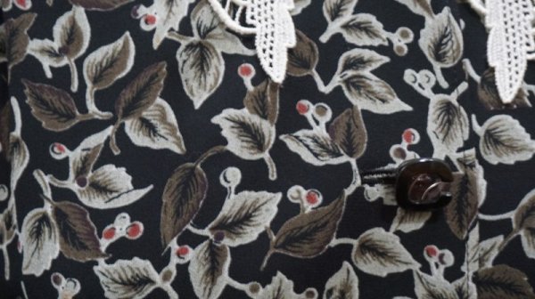 画像7: 花柄 長袖 レトロワンピース レースカラー [55941]