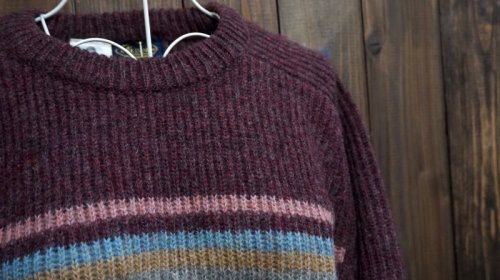 他の写真1: ボーダー柄 ニットセーター ケーブル編み[25156]