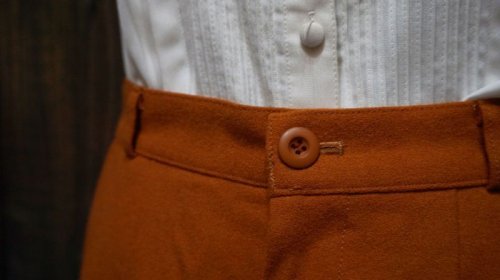 他の写真1: 無地 オレンジ ウール パンツ /w65cm[41183]
