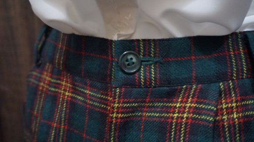 他の写真1: チェック柄 ウール パンツ ツータック/w66cm[41188]