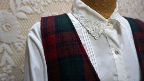 他の写真1: チェック柄 赤 ジャンパースカート ワンピース [52282]