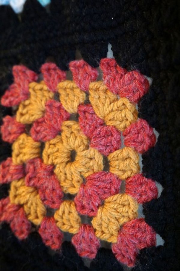 画像4: かぎ針編みモチーフ ブランケット 160×125cm [1178]