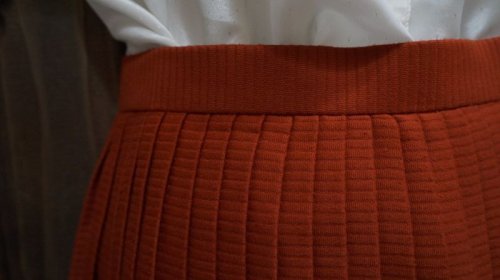 他の写真1: 無地 オレンジ スカート プリーツ/w63cm [41584]