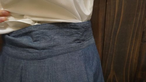 他の写真1: 無地 ブルー スカート プリーツ/w64cm [41583]