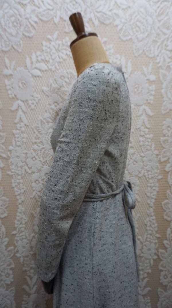 画像7: グレー 長袖 レトロワンピース レースカラー[55283]