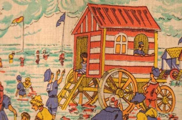 画像5: ＵＳ 海水浴 絵模様 ファブリック 巾110×360cm[1078]