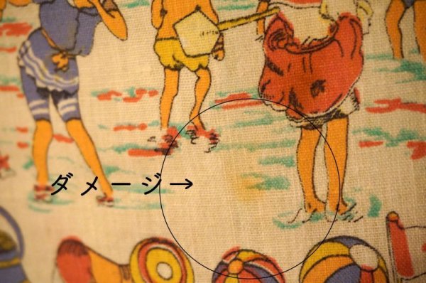 画像8: ＵＳ 海水浴 絵模様 ファブリック 巾110×360cm[1078]