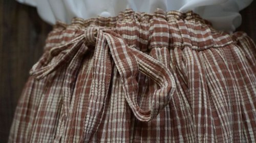 他の写真1: タータンチェック柄 ブラウン スカート プリーツ/w64cm [41608]