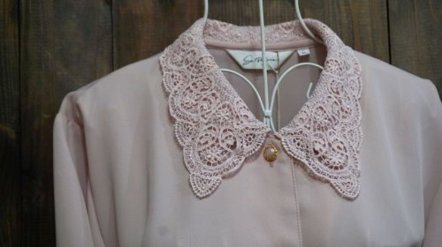 他の写真1: ピンク 長袖 ブラウス レースカラー[15575]