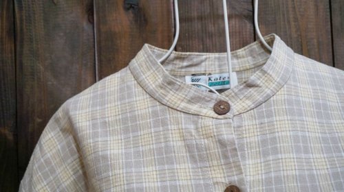 他の写真1: チェック柄 半袖 ブラウス スタンドカラー[11408]