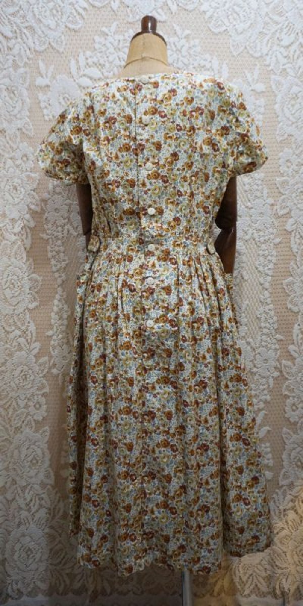 画像4: ローズ柄 コットン半袖ワンピース [52372]