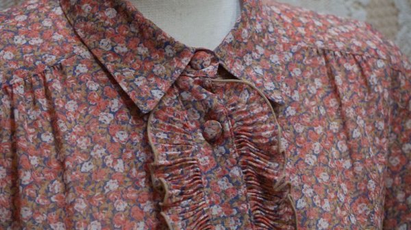 画像4: 花柄 半袖 レトロワンピース フリル プリーツ[52430]