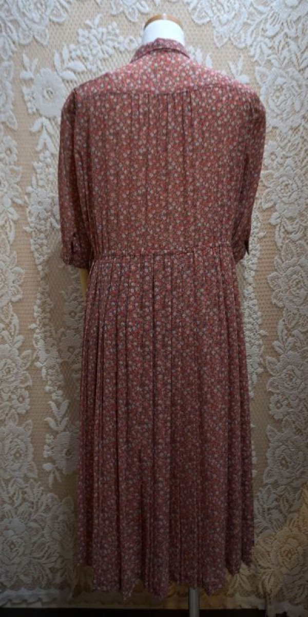 画像8: 花柄 半袖 レトロワンピース フリル プリーツ[52430]