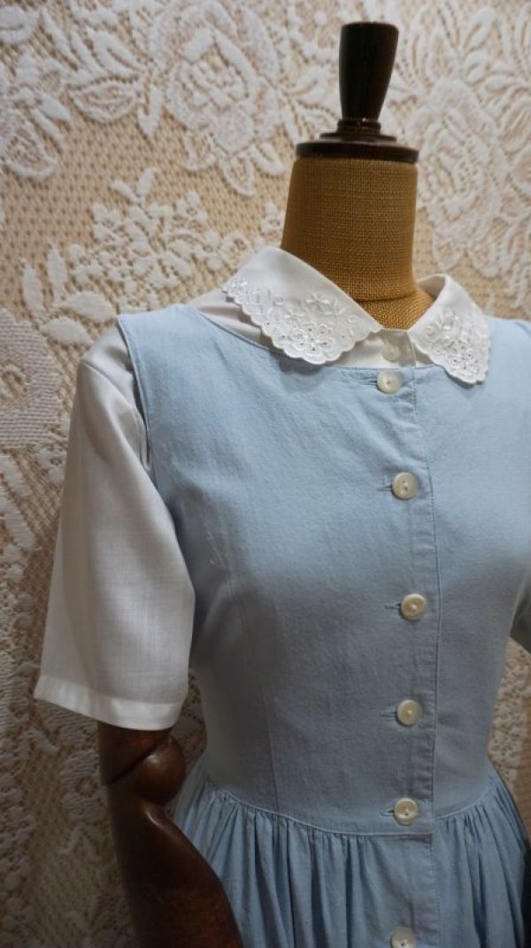 画像3: デニム 袖無 ジャンパースカート ノーカラー[52432]