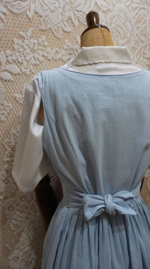 画像7: デニム 袖無 ジャンパースカート ノーカラー[52432]