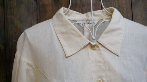 他の写真1: オフホワイト 七分袖ブラウス レギュラーカラー[11442]