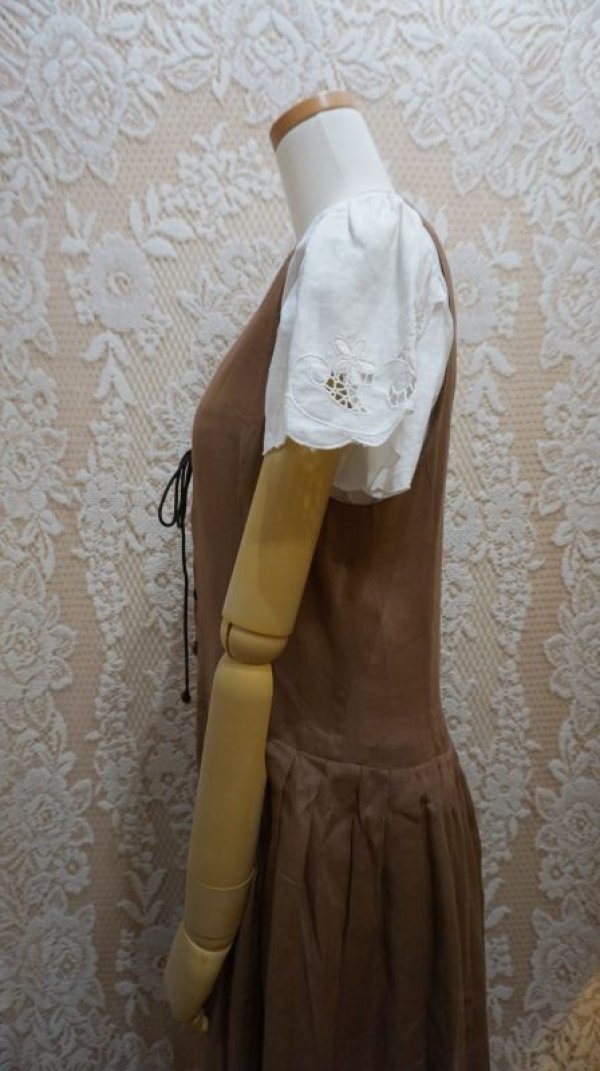 画像7: 無地 ブラウン ジャンパースカート[52482]