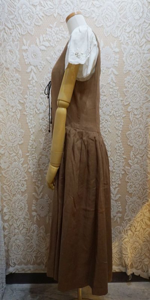 画像3: 無地 ブラウン ジャンパースカート[52482]