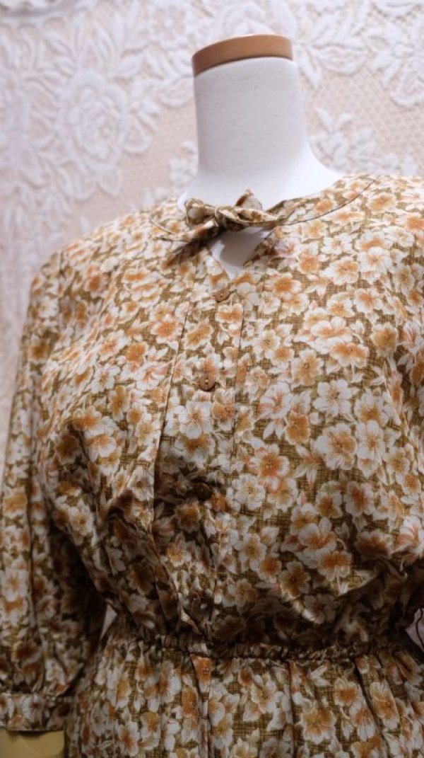 画像3: 花柄 オレンジ  半袖 レトロワンピース [52563]