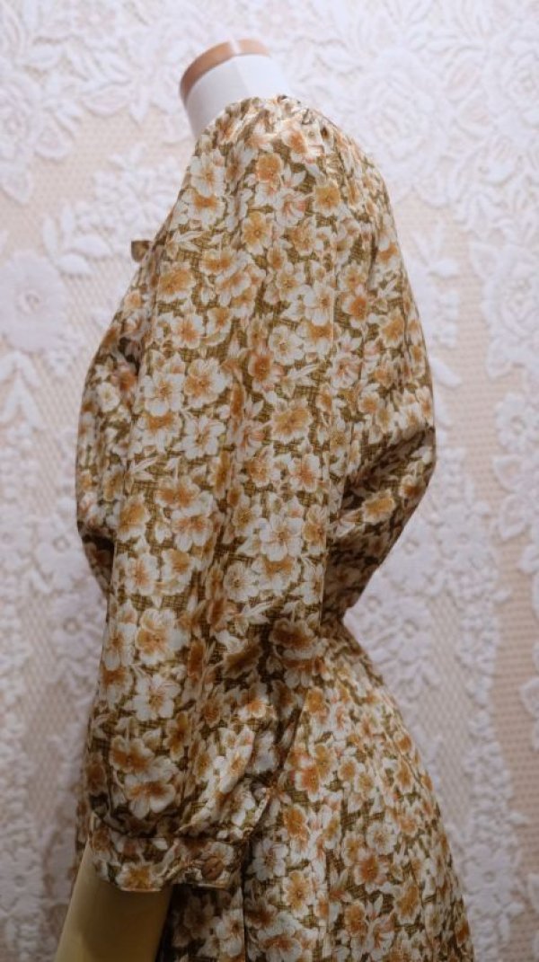 画像6: 花柄 オレンジ  半袖 レトロワンピース [52563]