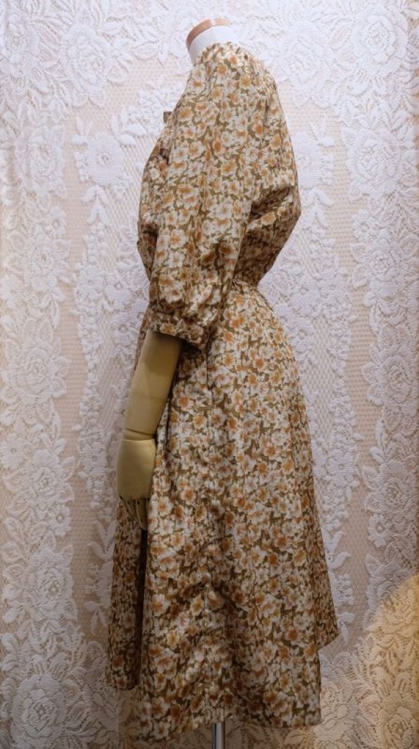 画像5: 花柄 オレンジ  半袖 レトロワンピース [52563]