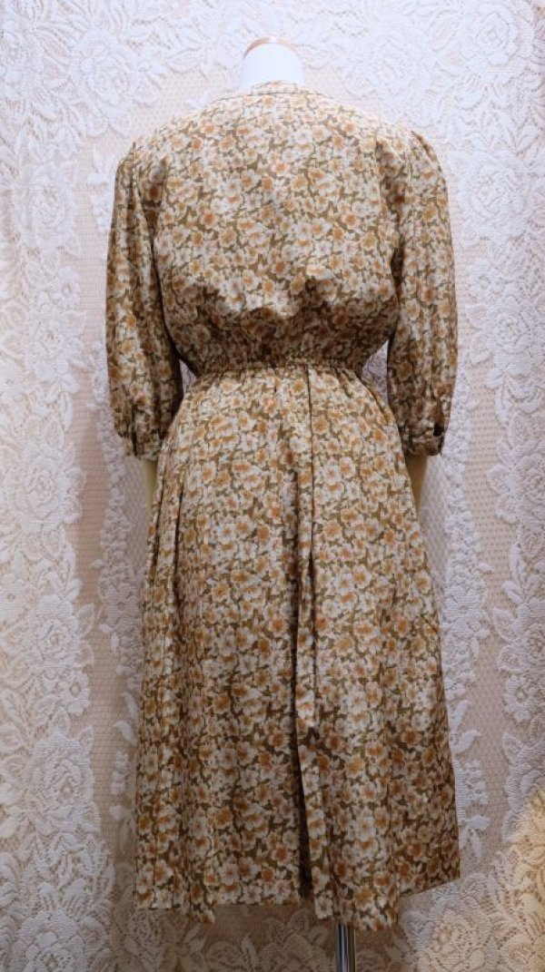 画像7: 花柄 オレンジ  半袖 レトロワンピース [52563]