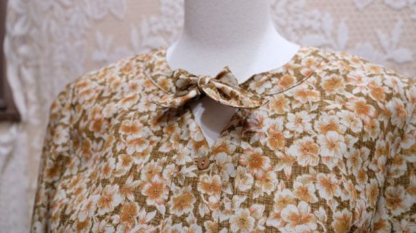 画像4: 花柄 オレンジ  半袖 レトロワンピース [52563]