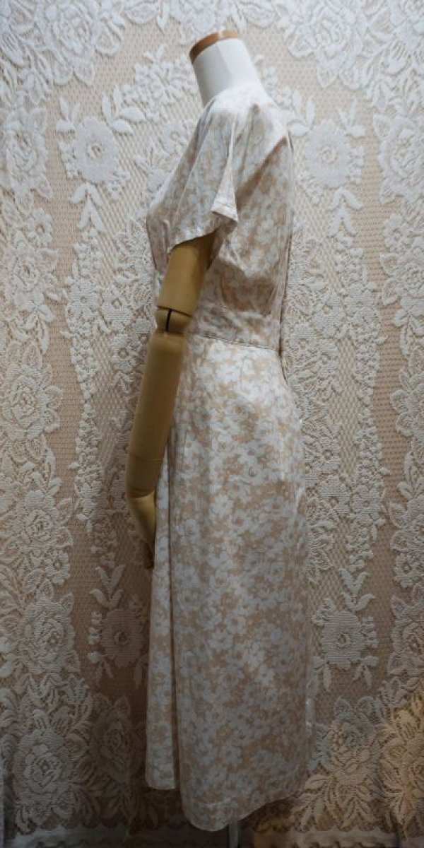 画像3: 花柄 ピンク 半袖 レトロワンピース ノーカラー [52583]