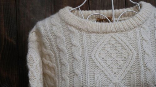 他の写真1: アラン 白  ニットセーター [25256]