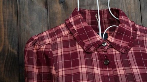 他の写真1: チェック柄  長袖ブラウス  レギュラーカラー [15749]