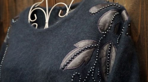 他の写真1: グレー ニット セーター クルーネック ビジュー付[25275]　