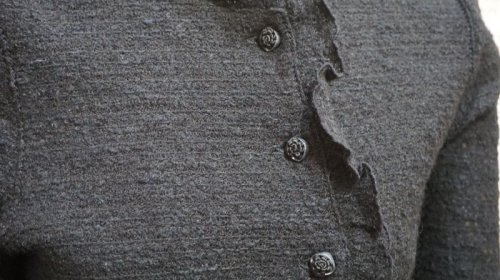 他の写真1: 無地 ブラック 長袖 レトロワンピース [56046]