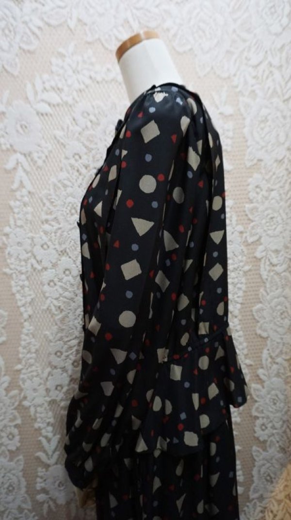 画像7: レトロ幾何学柄  長袖 セットアップワンピース  [56074]