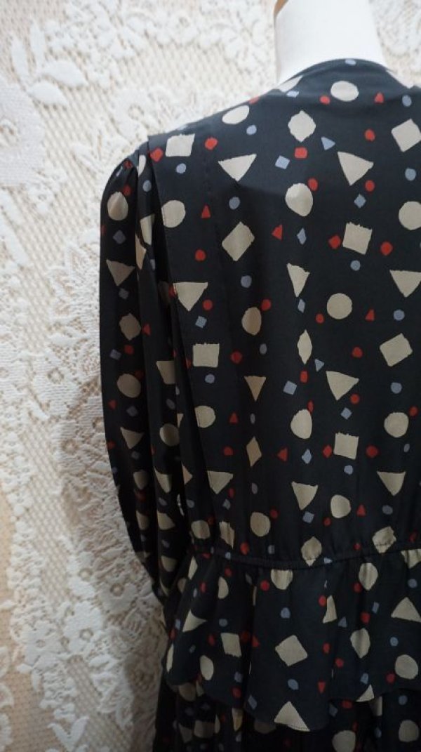 画像8: レトロ幾何学柄  長袖 セットアップワンピース  [56074]