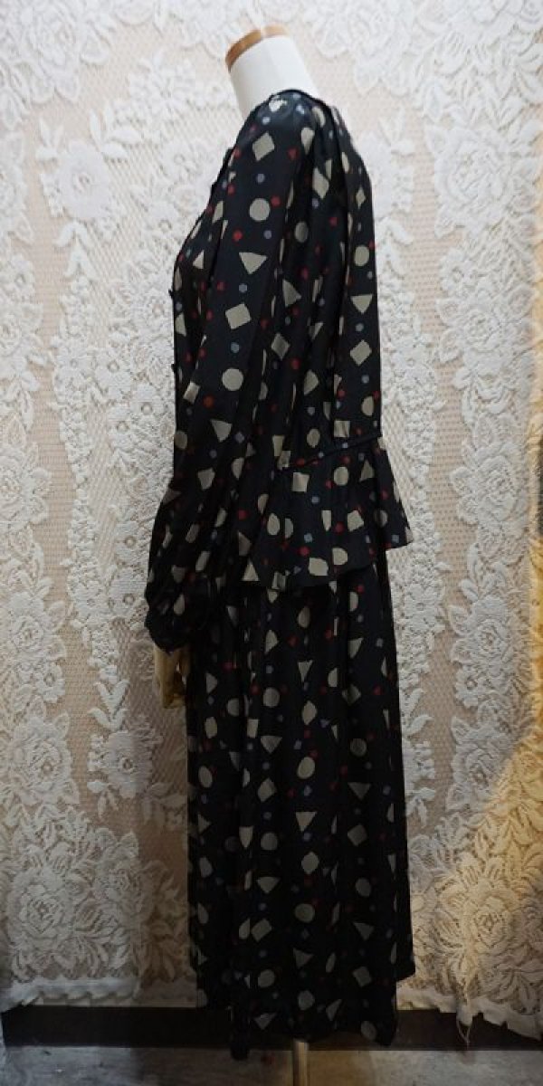 画像3: レトロ幾何学柄  長袖 セットアップワンピース  [56074]