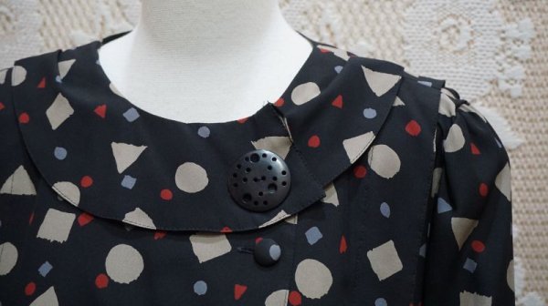 画像5: レトロ幾何学柄  長袖 セットアップワンピース  [56074]