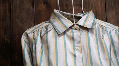 他の写真1: ストライプ柄    長袖 ブラウス レギュラーカラー [15867]