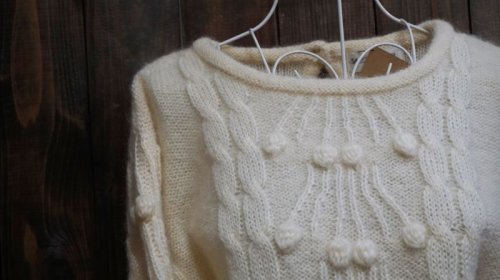 他の写真1: 無地 ホワイト ニット セーター [25305]　