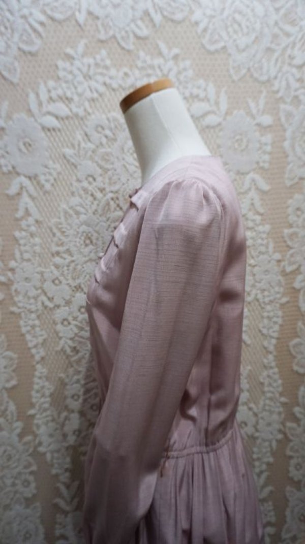 画像6: 無地 ピンク  長袖 レトロワンピース  ノーカラー[56086]