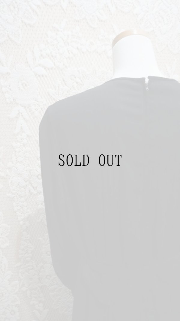 画像8: 無地 ブラック 長袖 レトロワンピース  ノーカラー[56089]